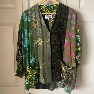 Wild Woman | Funky Art to Wear Batik Jacket.  Patchwork. OOAK Vintage. Size S/M
